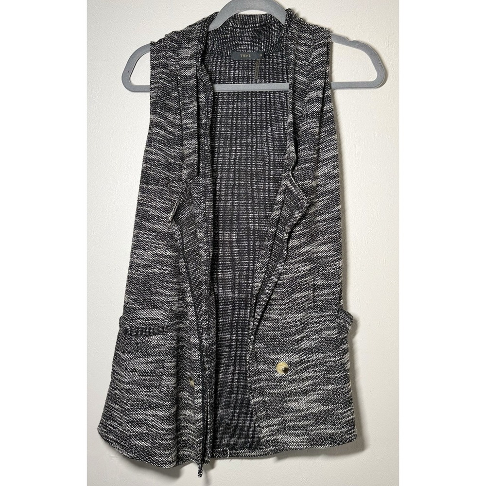 THML Cardigan Vest Women's Size Medium Gray Waterfall Button Front Boho Cowgirl